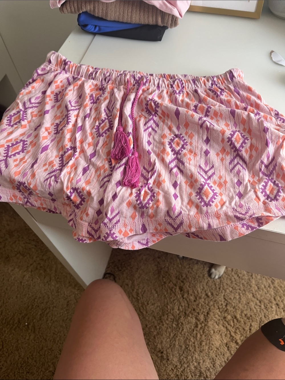 George Pink Mini Shorts with Purple and Orange Aztec Print